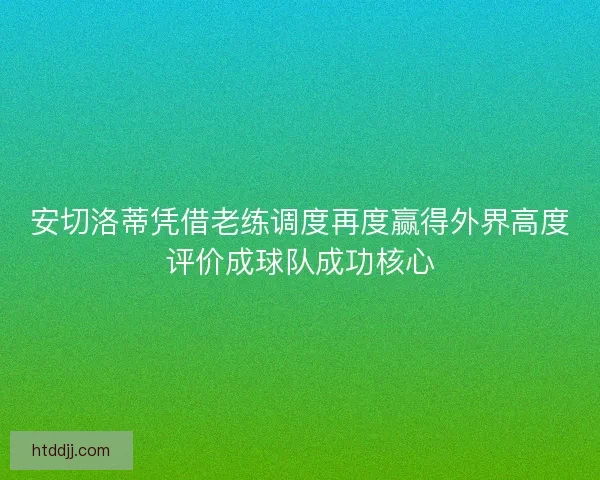 安切洛蒂凭借老练调度再度赢得外界高度评价成球队成功核心