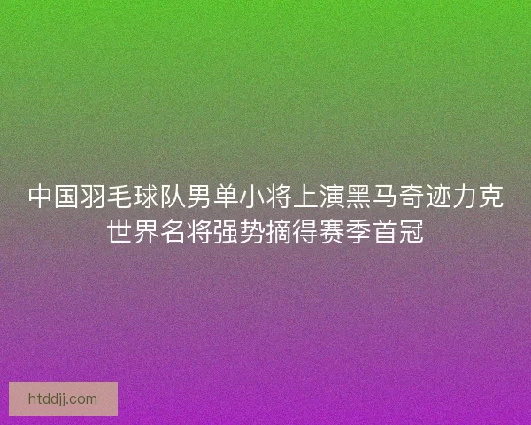 中国羽毛球队男单小将上演黑马奇迹力克世界名将强势摘得赛季首冠